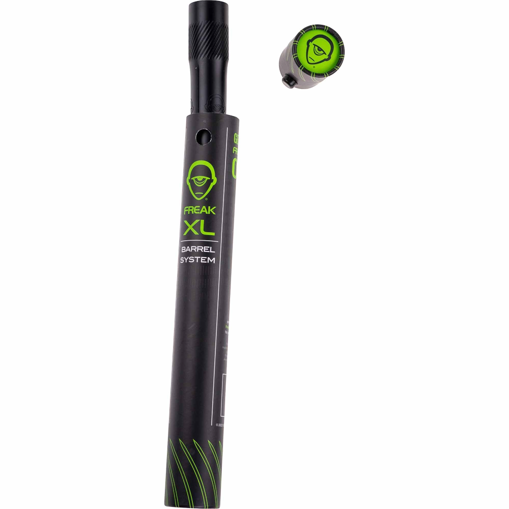 id-paintball GOG Freak XL Back 2023 Laufhinterteil in Schwarz mit grünem Logo für präzises Paintball-Spiel