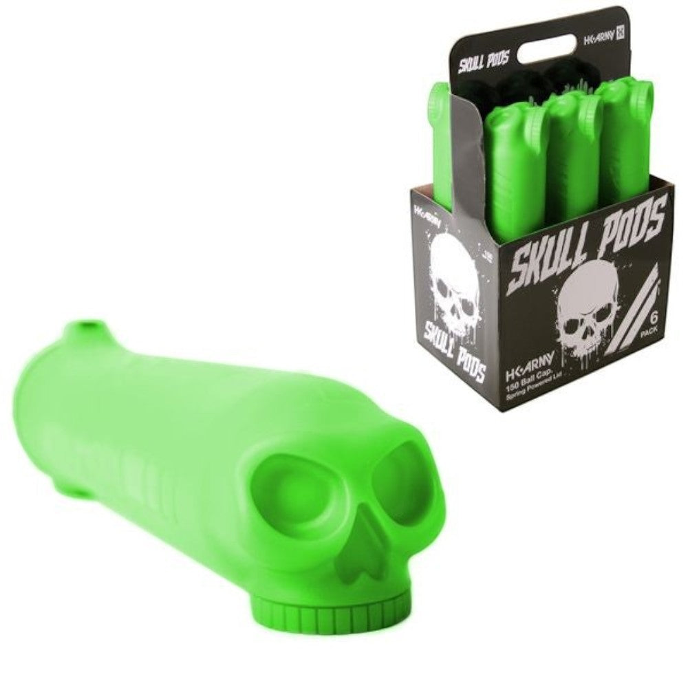 id-paintball HK Army Skull Pod in Grün mit 3D-Totenkopf-Design für Paintball-Munition