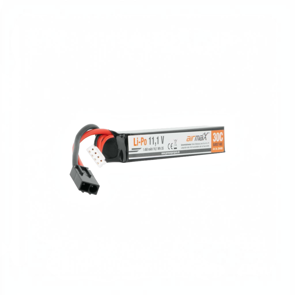 id-paintball GSG Li-Po Akku 11,1V 1450mAh für Airsoft Waffen mit schwarzem Gehäuse und Anschlüssen