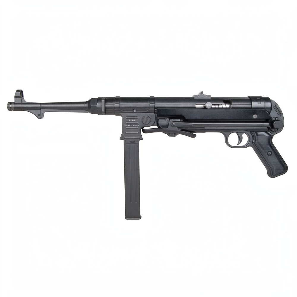 id-paintball GSG MP40 Schreckschusswaffe in Schwarz mit klappbarer Schulterstütze aus Vollmetall