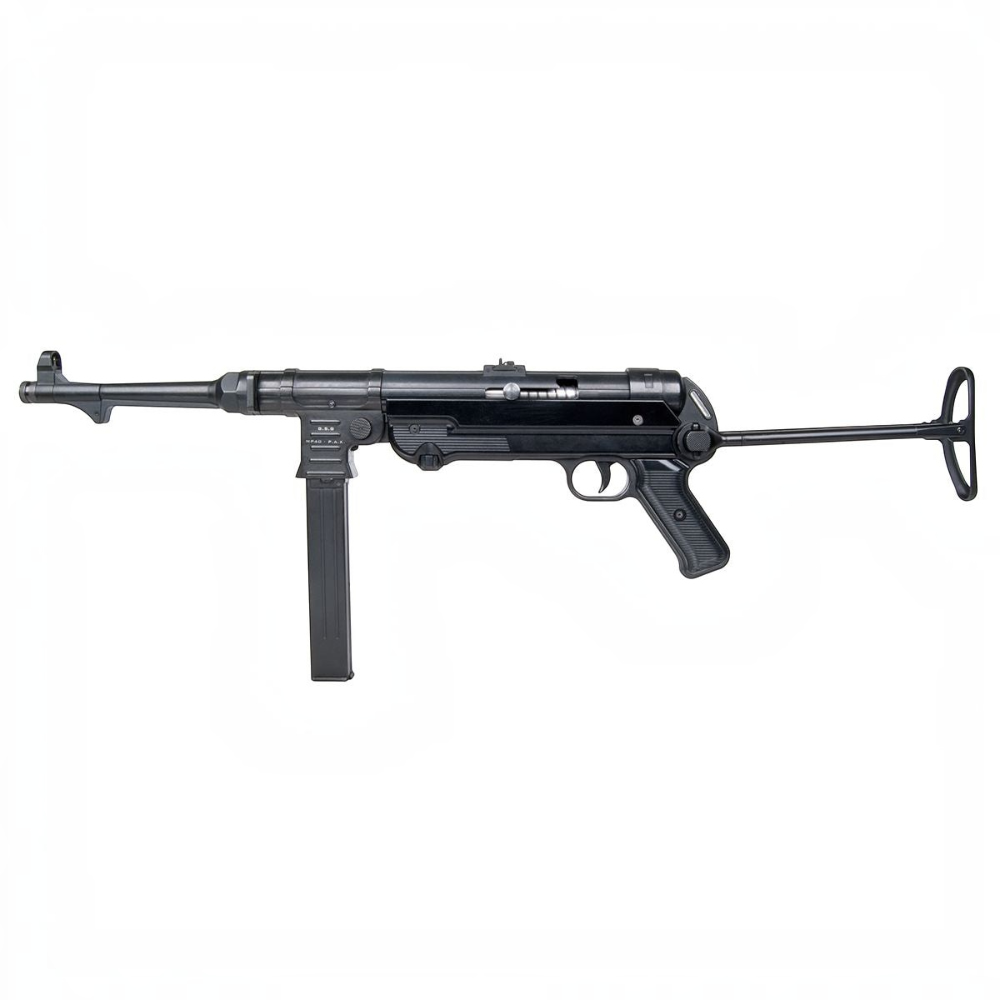 id-paintball GSG MP40 Schreckschusswaffe in Schwarz mit klappbarer Schulterstütze aus Vollmetall