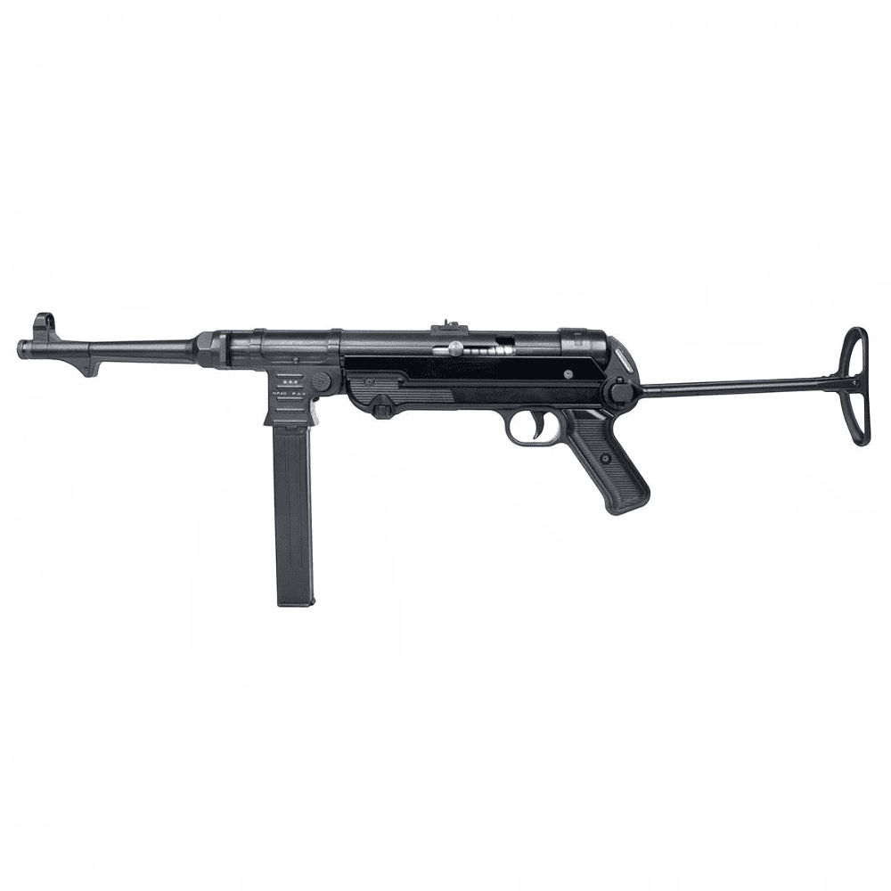 id-paintball GSG MP40 Schreckschusswaffe in Schwarz mit klappbarer Schulterstütze aus Vollmetall