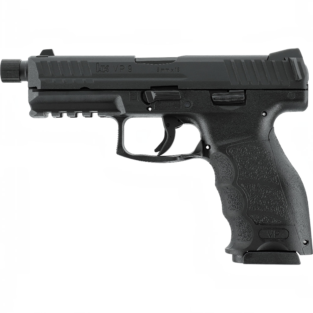 id-paintball Heckler & Koch VP9 Tactical Gas Blowback Airsoft-Pistole in Schwarz mit Metallschlitten und Gewindelauf