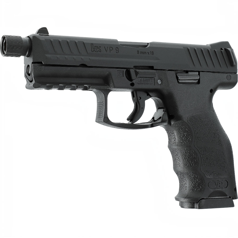 id-paintball Heckler & Koch VP9 Tactical GBB Airsoft-Pistole in Schwarz mit Metallschlitten und Gewindelauf