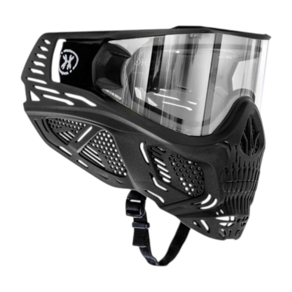 id-paintball HK Army HSTL Skull Paintball Maske in Schwarz mit verspiegeltem Thermalglas und Totenkopf-Design