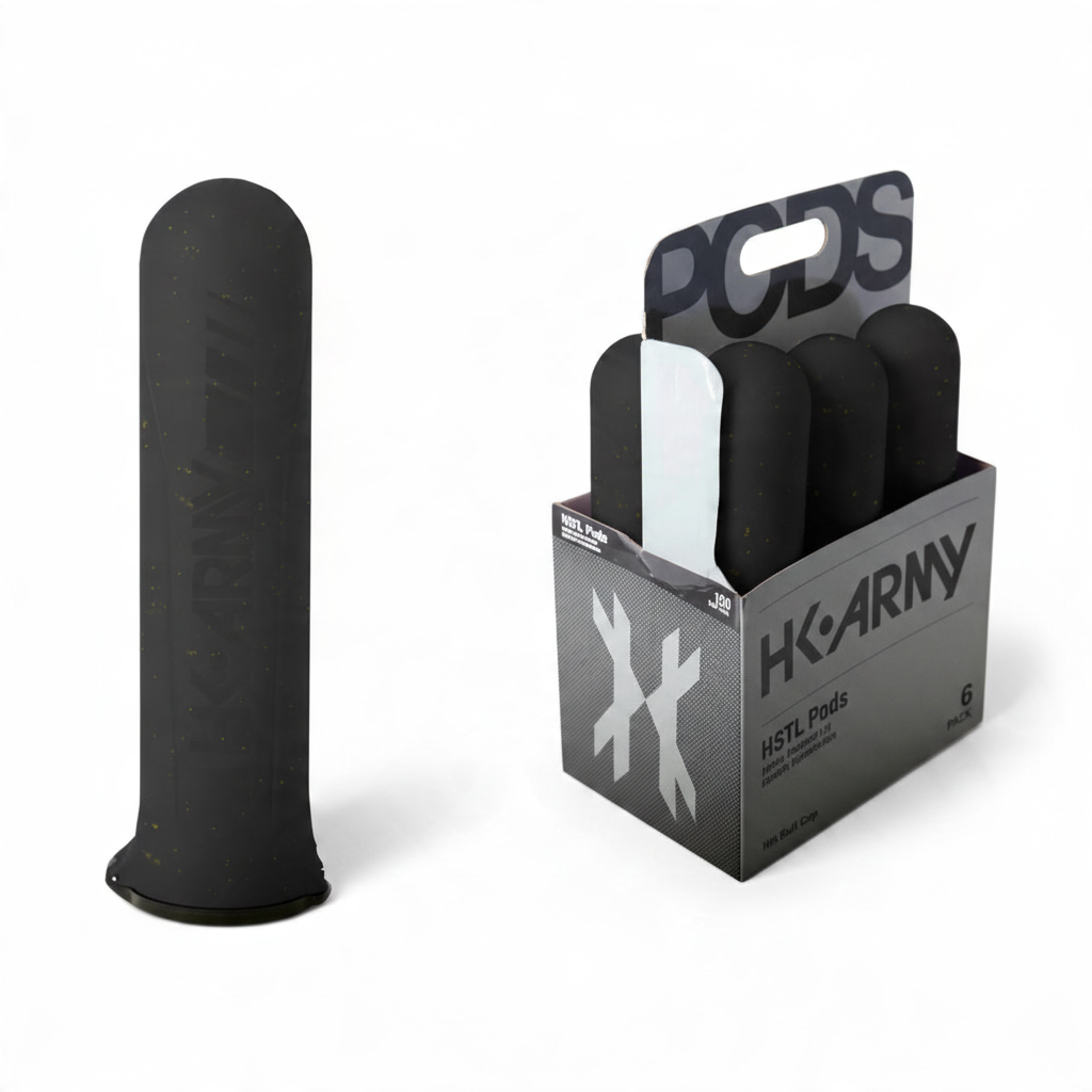 id-paintball HK Army HSTL Paintball Pot in Schwarz mit 150 Schuss Kapazität und passender 6er-Verkaufsbox