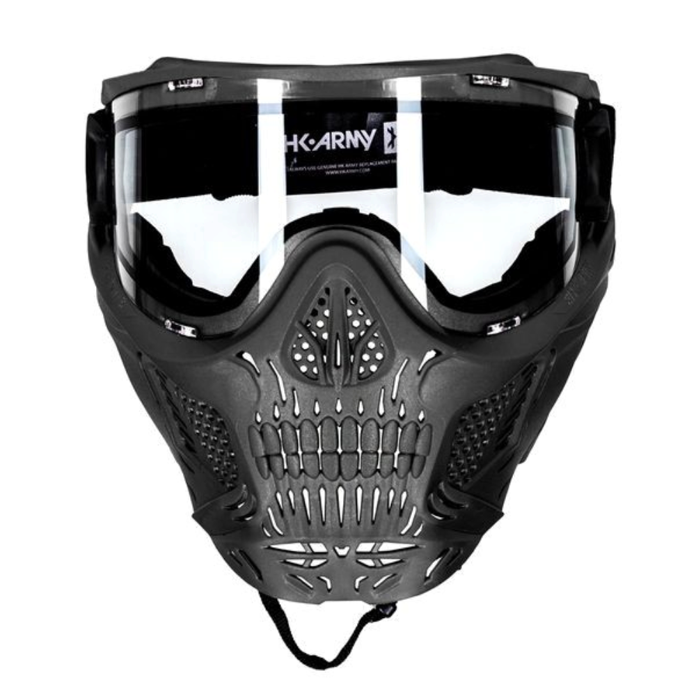 id-paintball HK Army HSTL Skull Thermal Paintball Maske in Schwarz mit aggressivem Totenkopf-Design und Visor