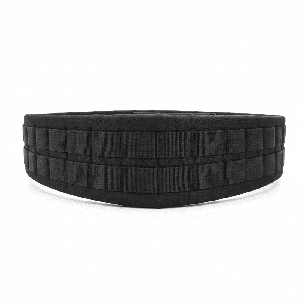 id-paintball Koppel Modular System in Schwarz mit Molle-Schlaufen, gepolstert aus strapazierfähigem Polyester.