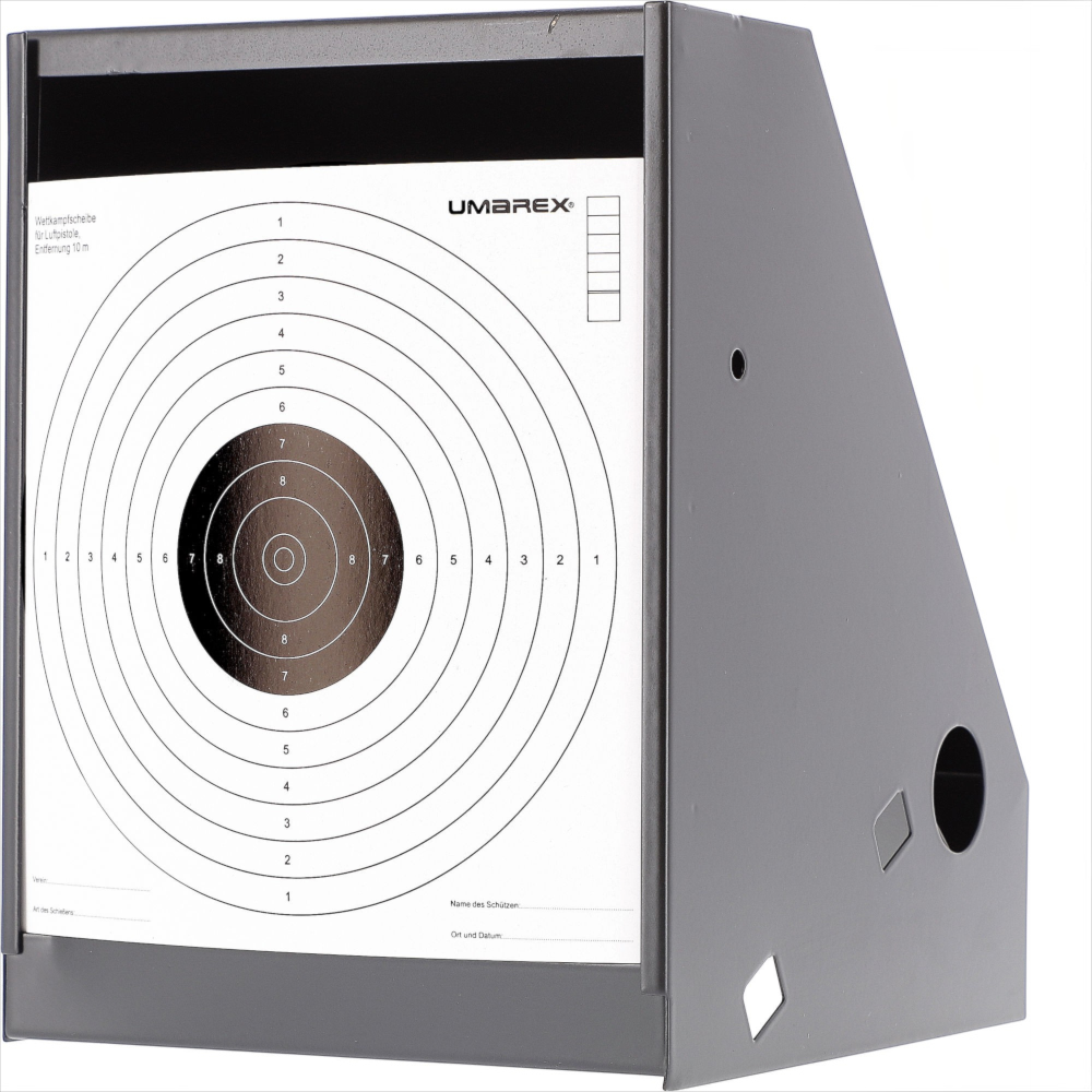 id-paintball Perfecta 3 in 1 Kugelfangkasten aus Metall mit eingelegter 17x17 cm Zielscheibe für Luftpistolen
