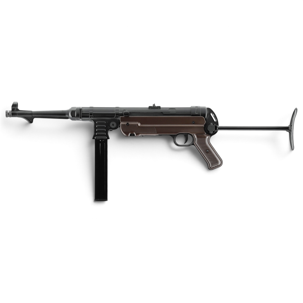 id-paintball Legends MP German CO2 BB Gewehr mit Vollmetallgehäuse, klappbarem Schaft und 50-Schuss-Magazin.