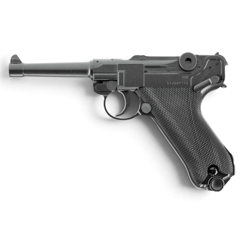 id-paintball Legends P08 CO2-Pistole aus Ganzmetall in Schwarz für 4,5 mm Stahl-BBs mit authentischem Design