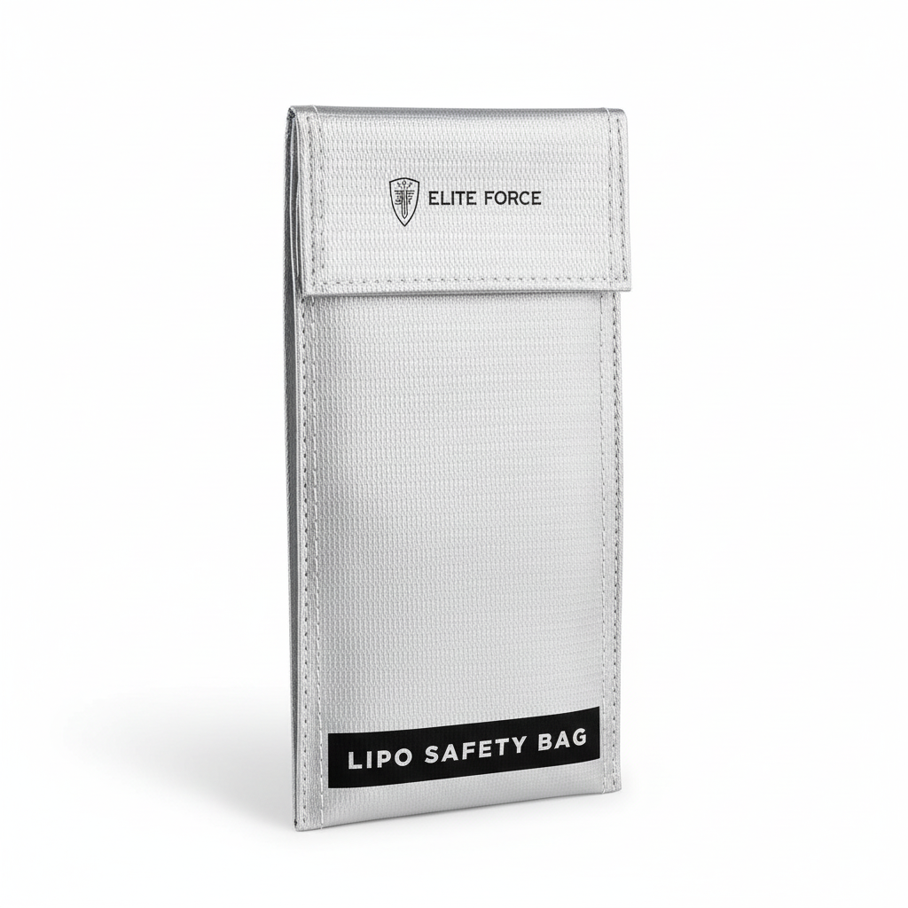 id-paintball Elite Force LiPo Safety Bag in Silber zur sicheren Lagerung und zum Laden von Lithium-Akkus