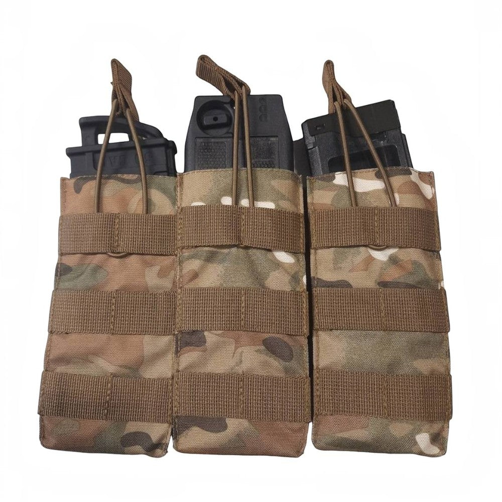 id-paintball 3-fach Molle Magazintasche in Camouflage für Paintball-Magazine mit elastischem Kordelzug
