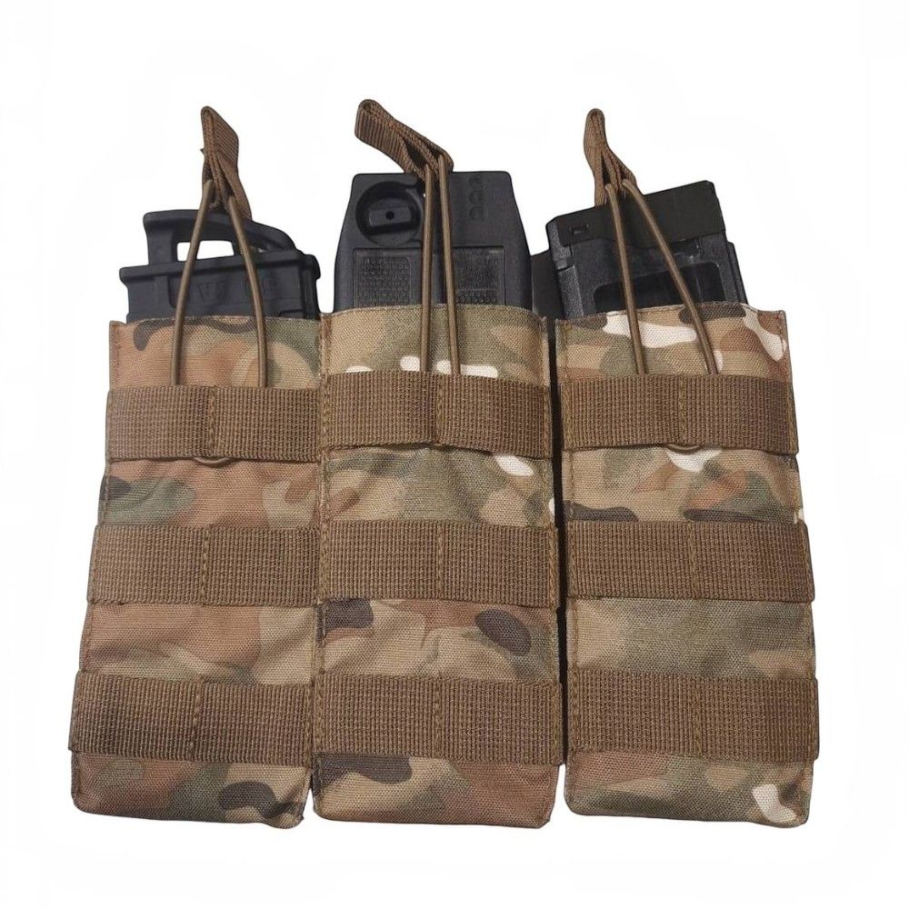 id-paintball 3-fach Molle Magazintasche in Camouflage für Paintball-Magazine mit elastischem Kordelzug
