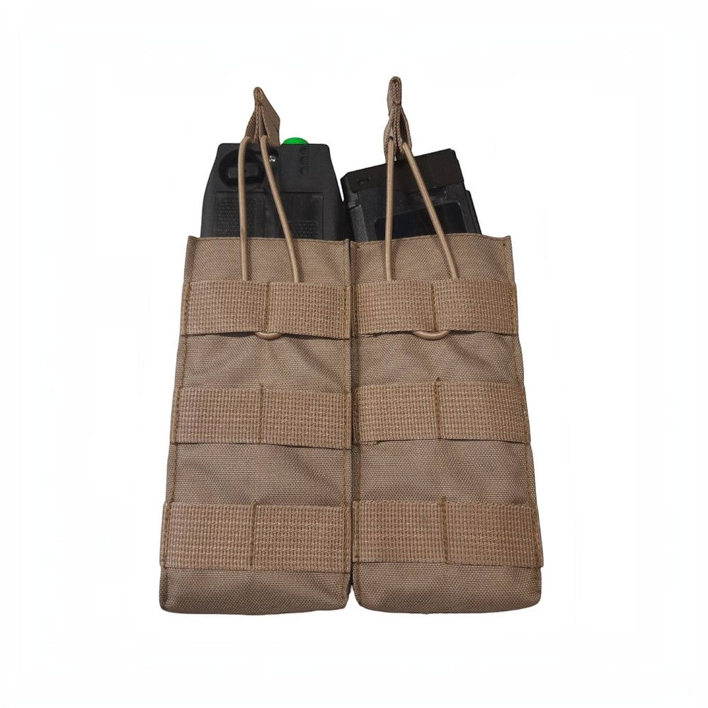 id-paintball Molle 2-Fach Magazintasche in Coyote Brown für Paintball Markierer Magazine mit elastischem Kordelzug