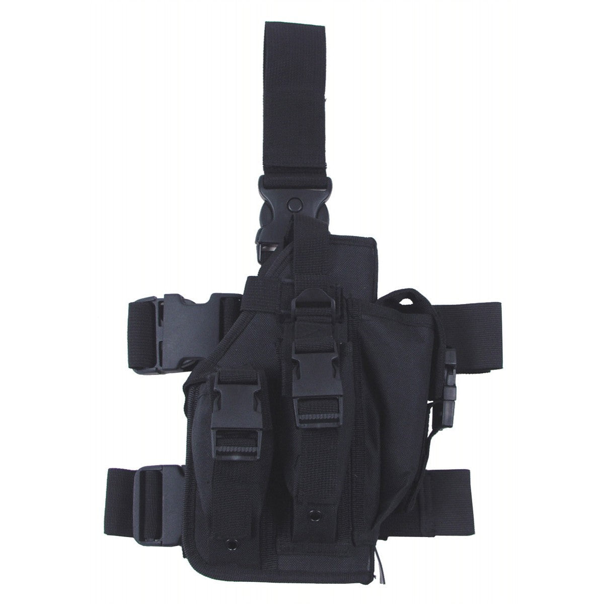 id-paintball Oberschenkelholster aus schwarzem Polyester mit Magazintasche und verstellbaren Beingurten für Paintballwaffen