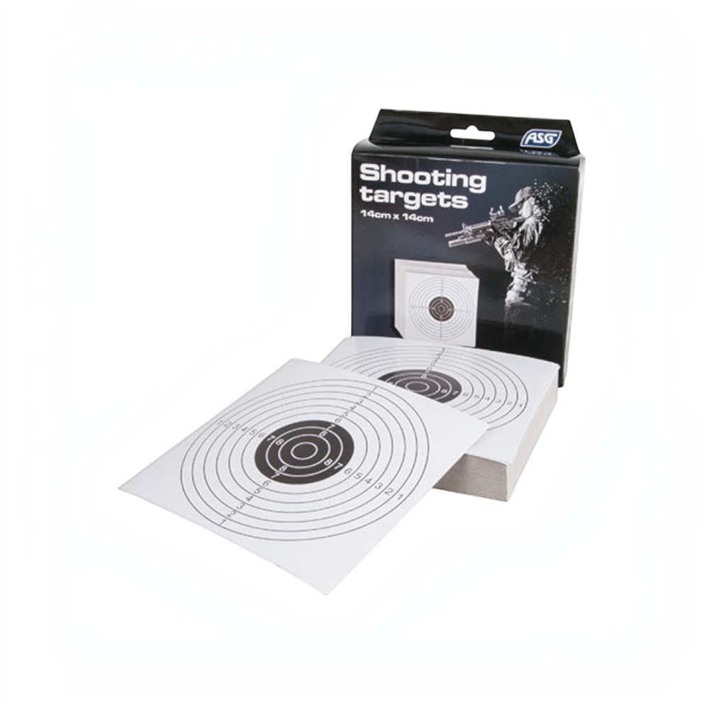 id-paintball ASG Papier-Zielscheiben 14x14 cm im 100er Set mit präziser 10er Ringeinteilung für das Schießtraining
