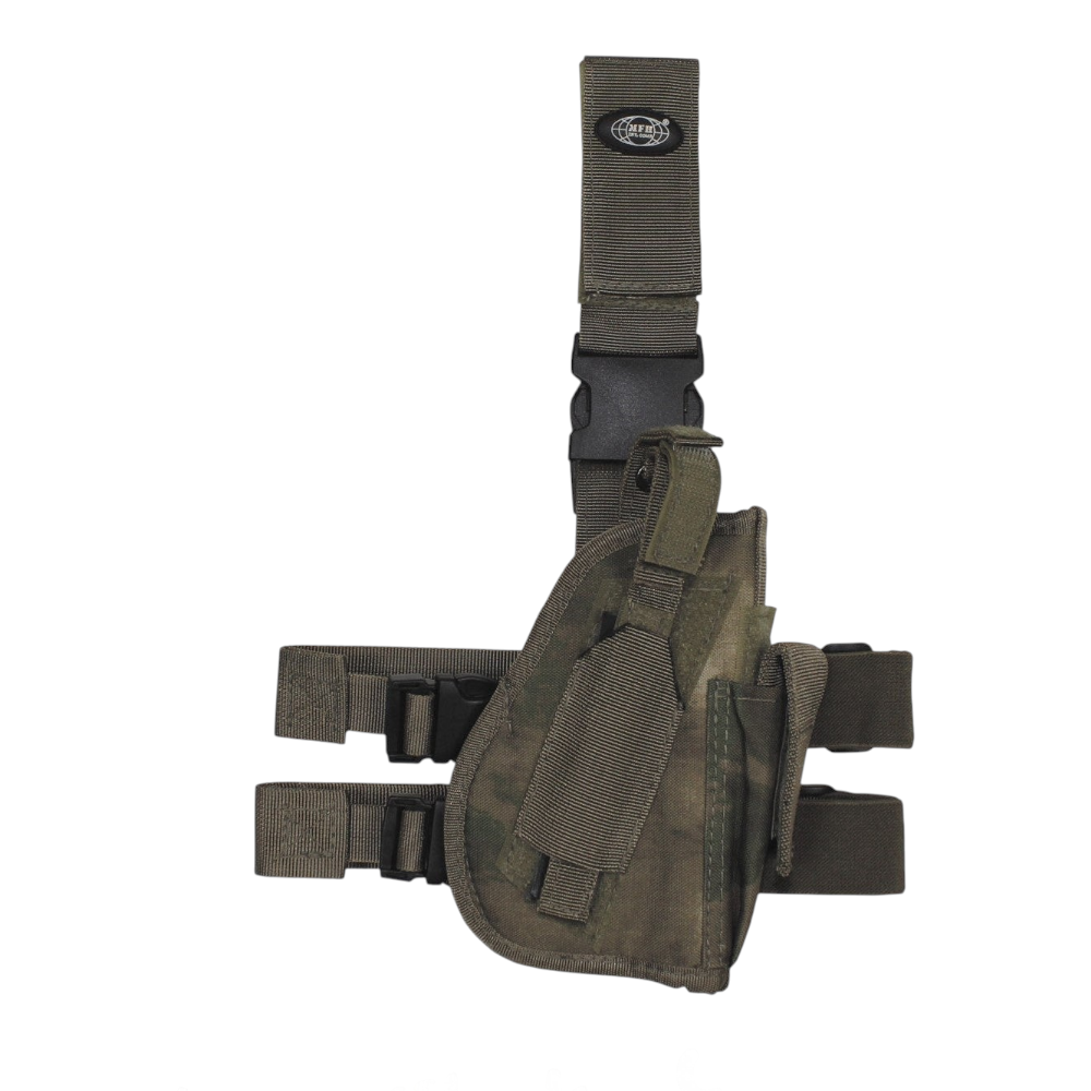 id-paintball Pistolenbeinholster in Camouflage aus Polyester mit Magazintasche und verstellbaren Gurten für den Oberschenkel