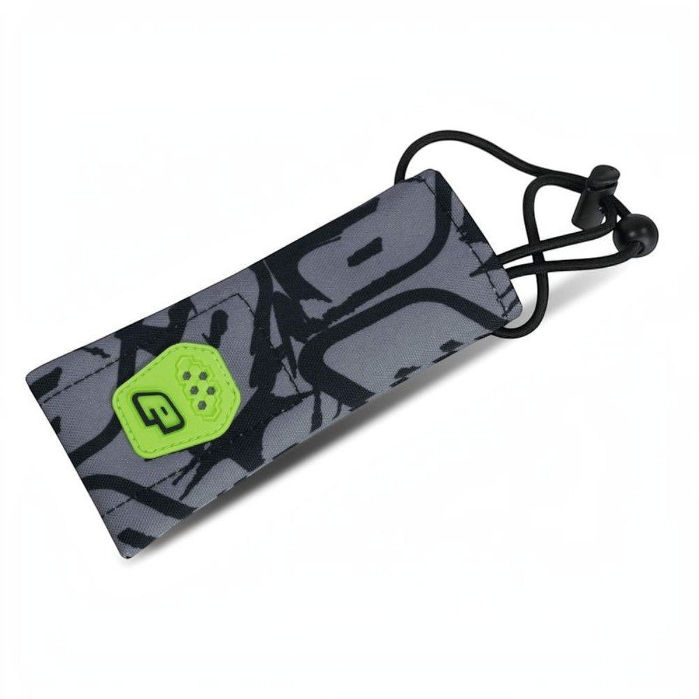id-paintball Planet Eclipse Fighter Laufsocke in Dark Midnight mit grauem Muster, neongrünem Logo und Gummizug