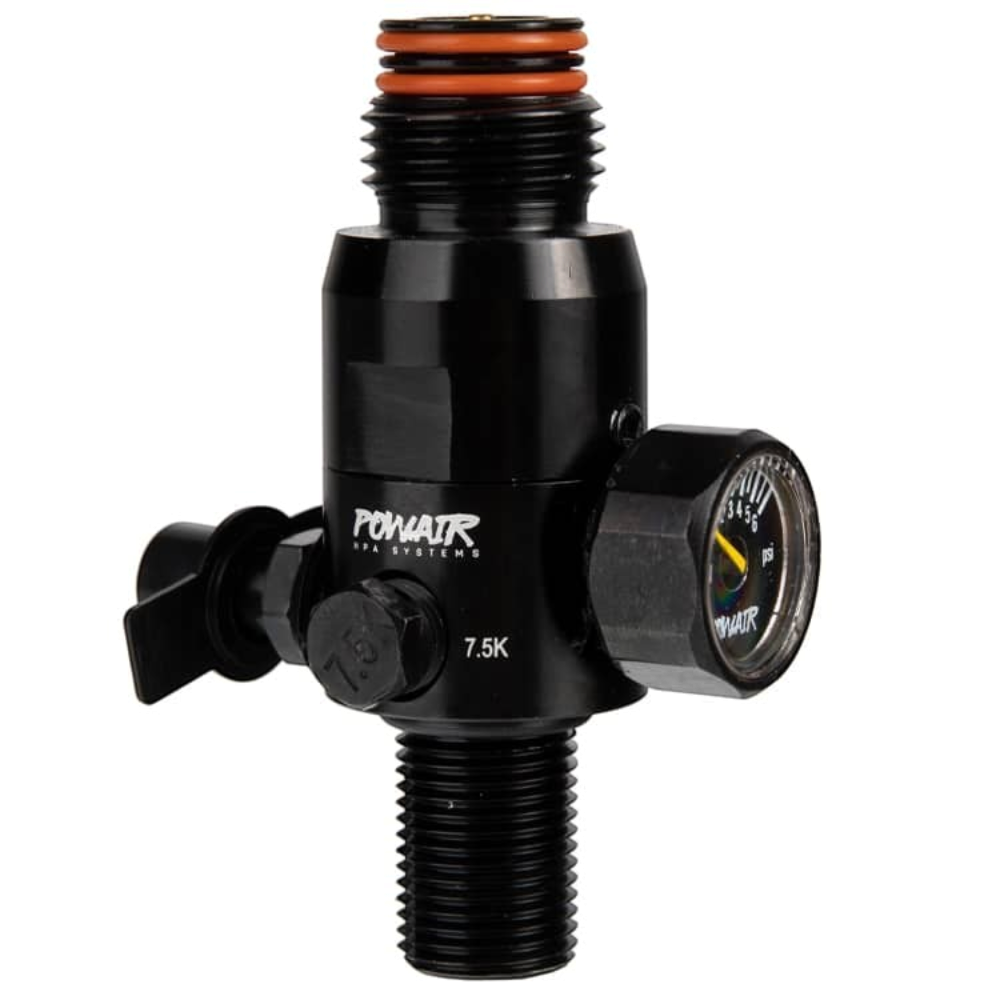 id-paintball PowAir MAXREG SHP Paintball Regulator in Schwarz mit 1100 PSI Ausgangsdruck und Micro-Manometer