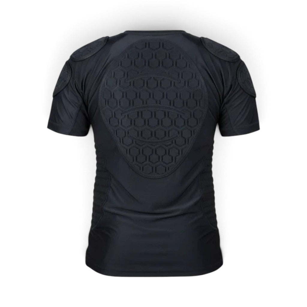 id-paintball Protector Shirt in Schwarz mit Waben-Polsterung an Rücken und Schultern für Paintball-Spieler