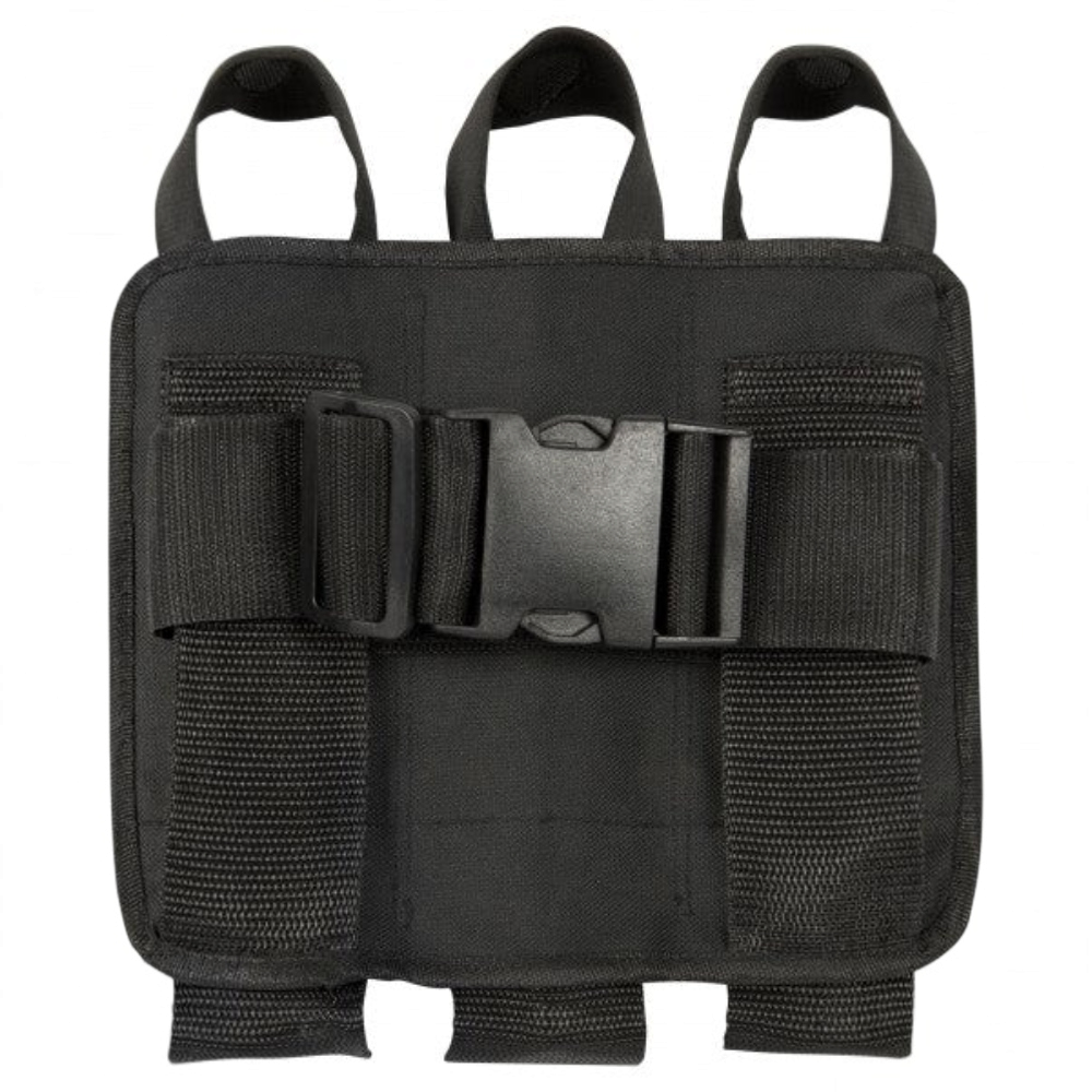 id-paintball 3 Pot Tasche Protoyz in Schwarz mit verstellbarem Nylongürtel und Klettlaschen für Paintball-Pots
