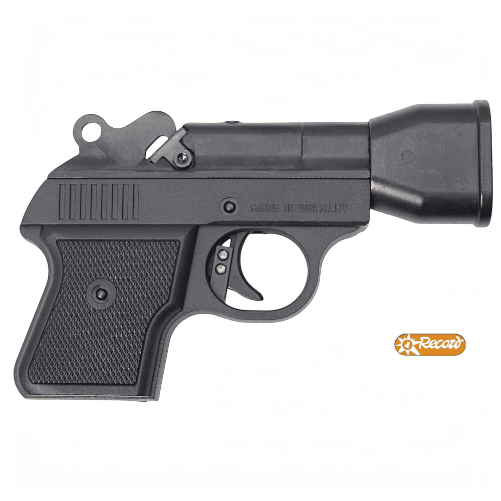 id-paintball Record B1S 6 mm Flobert Schreckschusspistole in Schwarz mit Doppelbecher für Pyrotechnik