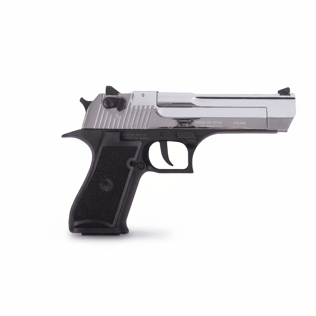 id-paintball Retay Big Fifty LW Schreckschusspistole in Chrom mit schwarzem Polymergriffstück