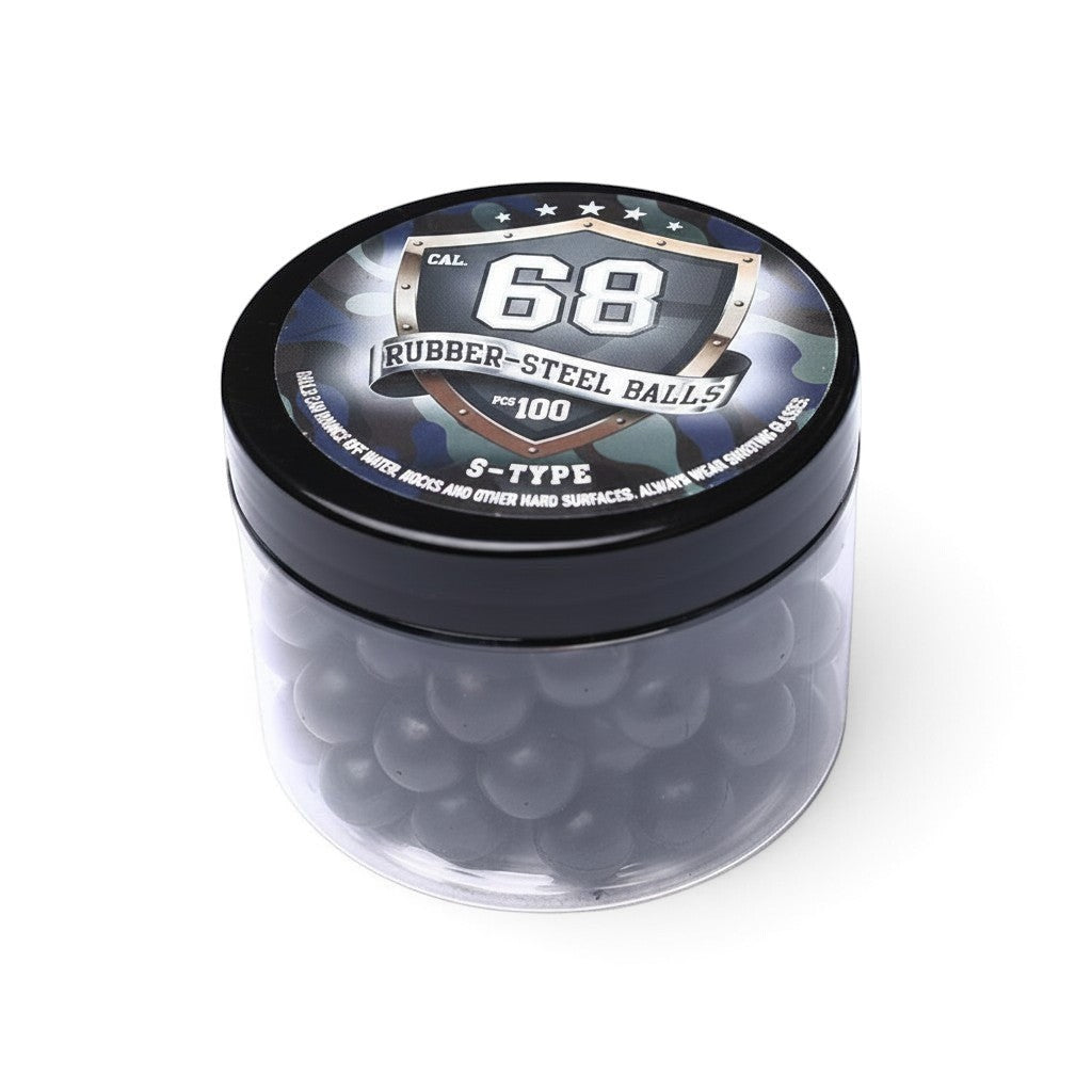 id-paintball Rubberballs Cal. 68 S-Typ aus Stahl-Gummi-Gemisch in einer 100er Dose für Training und Funktionstests