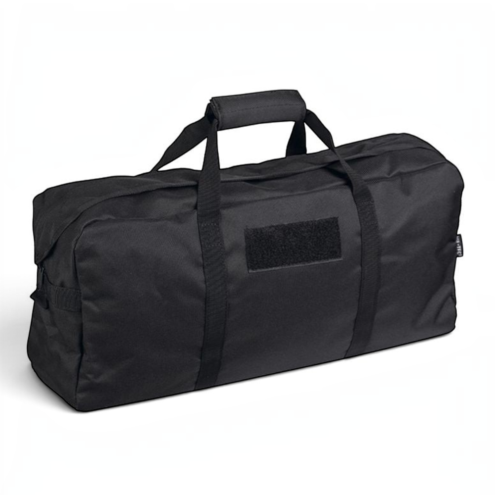 Schwarze id-paintball Einsatztasche aus robustem 600D Polyester mit gepolstertem Tragegriff und Klettfläche