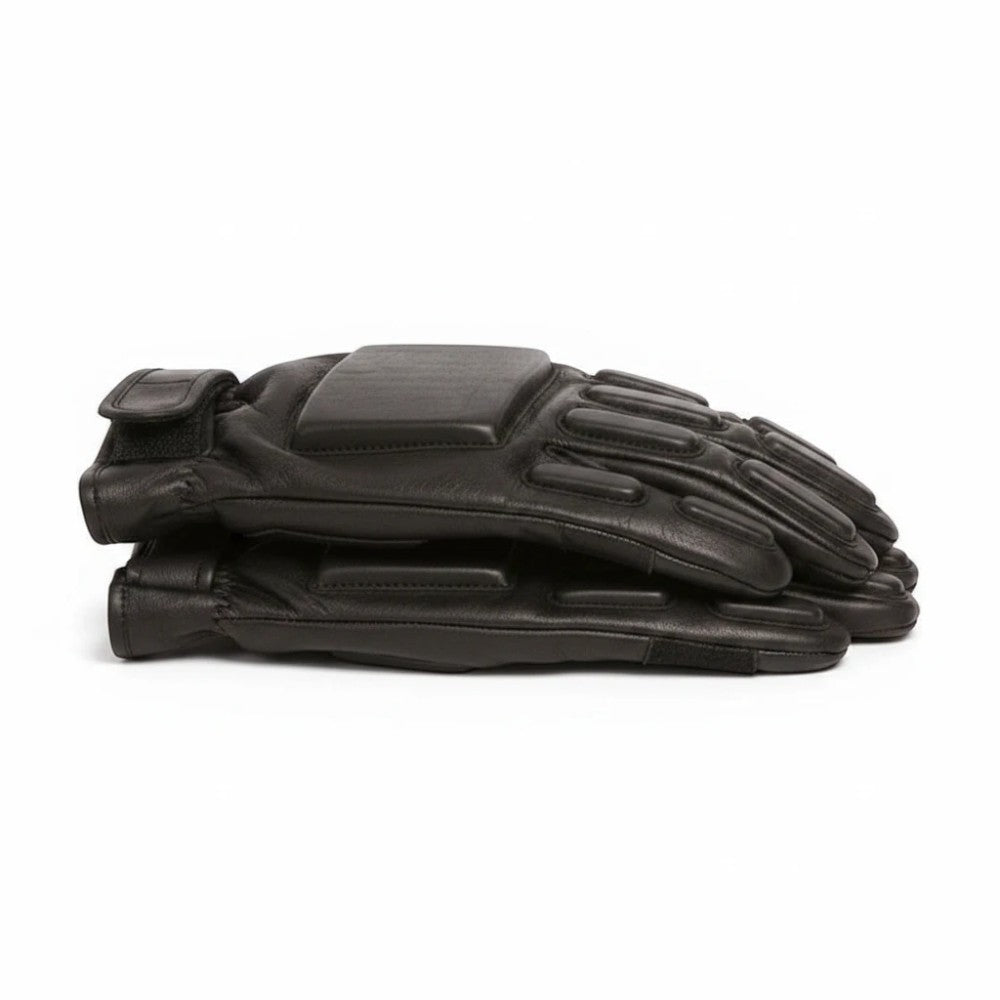 id-paintball SEC Lederhandschuhe in Schwarz mit EVA-Polsterung an Knöcheln und Handrücken für optimalen Schutz