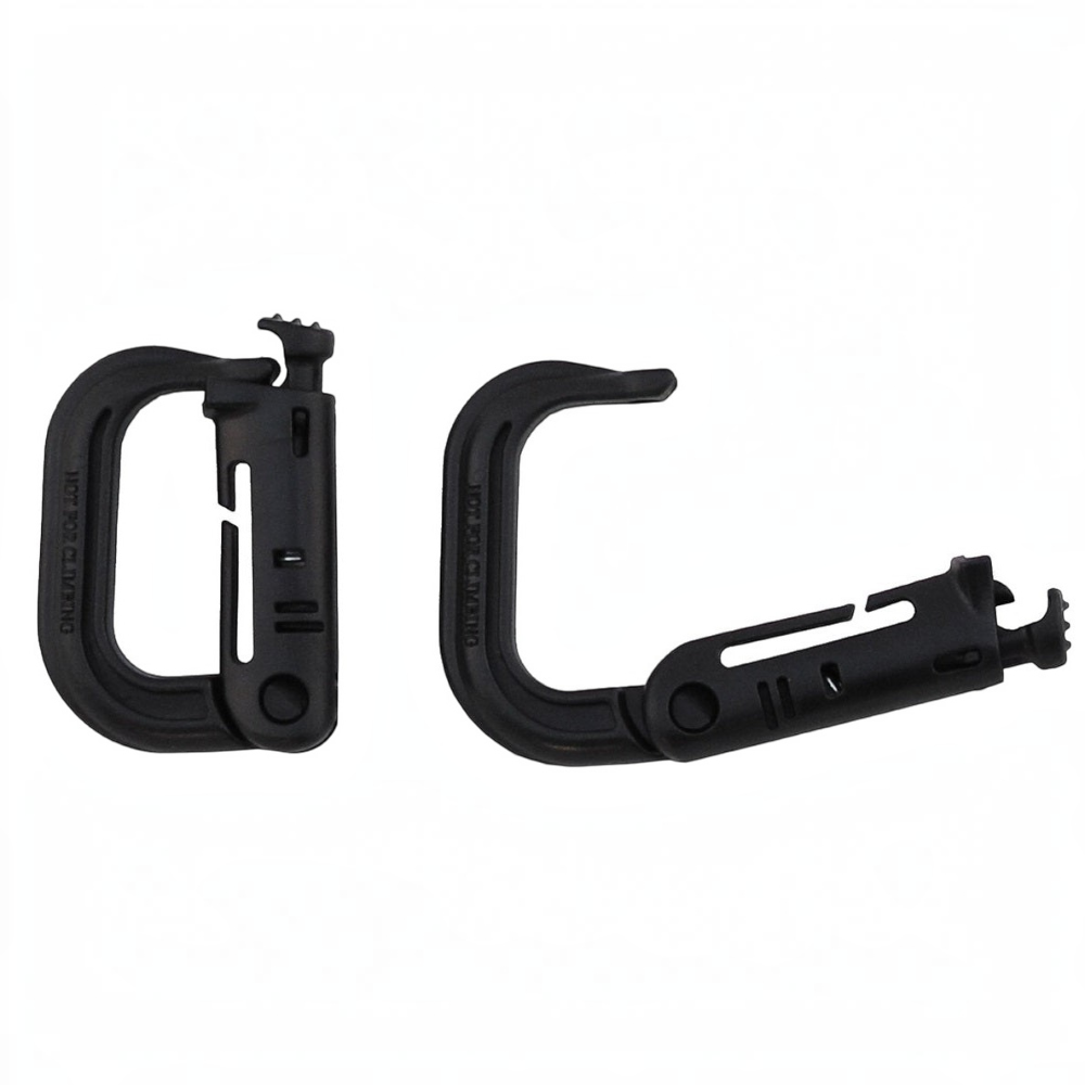 id-paintball Molle Karabinerhaken aus schwarzem Kunststoff im 2er Pack zur sicheren Befestigung am Molle-System