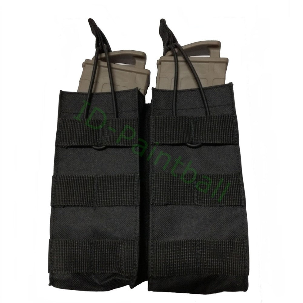 id-paintball schwarze Molle 2-Fach Magazintasche mit elastischem Kordelzug für Paintball-Magazine