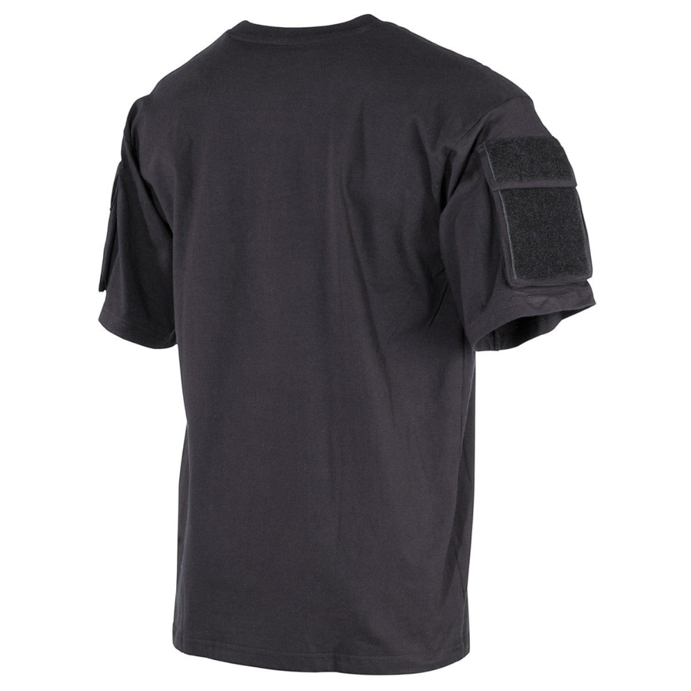 id-paintball US T-Shirt in Schwarz aus Baumwolle mit Ärmeltaschen und Klettflächen, Rückansicht