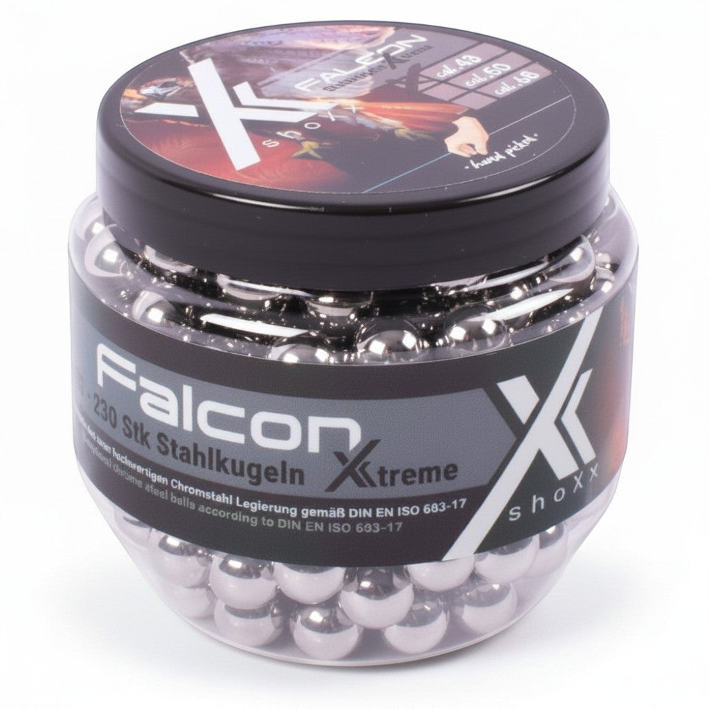 id-paintball shoXx Falcon .43 Stahlkugeln Glasbreaker in einer Schraubdose mit 230 Stück Chromstahl-Munition