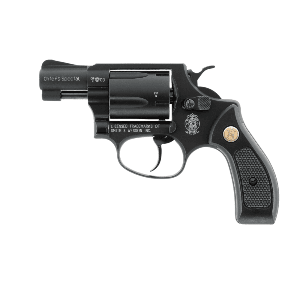id-paintball Smith & Wesson Chiefs Special 9 mm R.K. Gasrevolver in schwarzem Snubby-Design mit 5-Schuss-Trommel