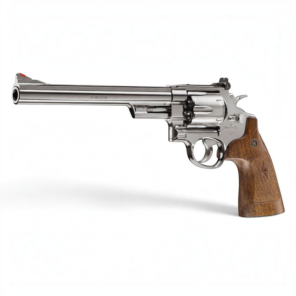 id-paintball Smith & Wesson M29 CO2 Revolver mit 8 3/8 Zoll Lauf, Vollmetall-Finish und Griffschalen in Holzoptik