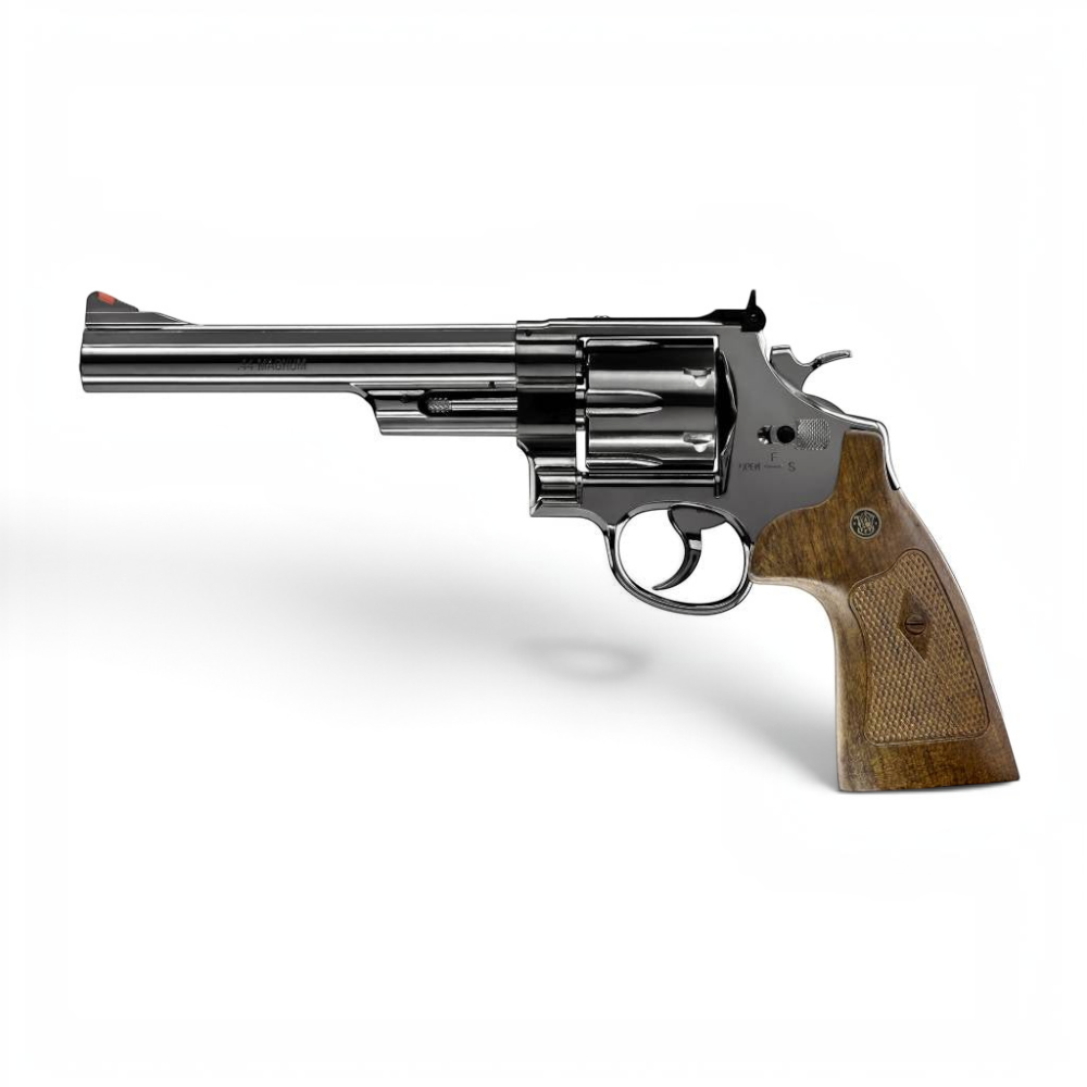 id-paintball Smith & Wesson M29 CO2-Revolver in hochglanzbrünierter Vollmetall-Optik mit Holzgriffschalen
