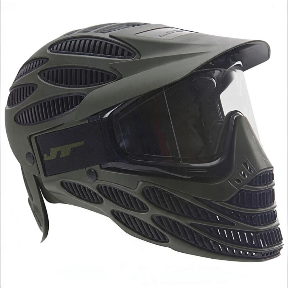 id-paintball JT Spectra Flex 8 Vollmaske in Oliv mit Thermalglas und Head Guard für Woodland Paintball