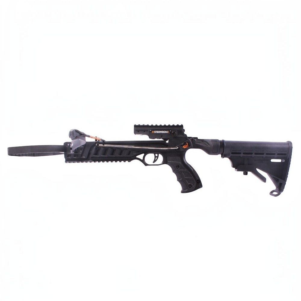 id-paintball Steambow AR-6 Stinger 2 Survival Armbrust in Schwarz mit verstellbarem AR-15 Schaft und 55 lbs Wurfarm