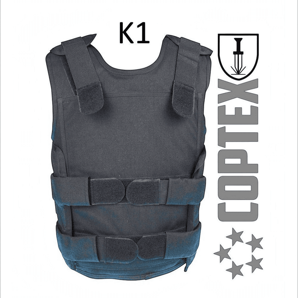 id-paintball COPTEX I K1 Stichschutzweste in Schwarz mit Klettverschlüssen für Sicherheitskräfte