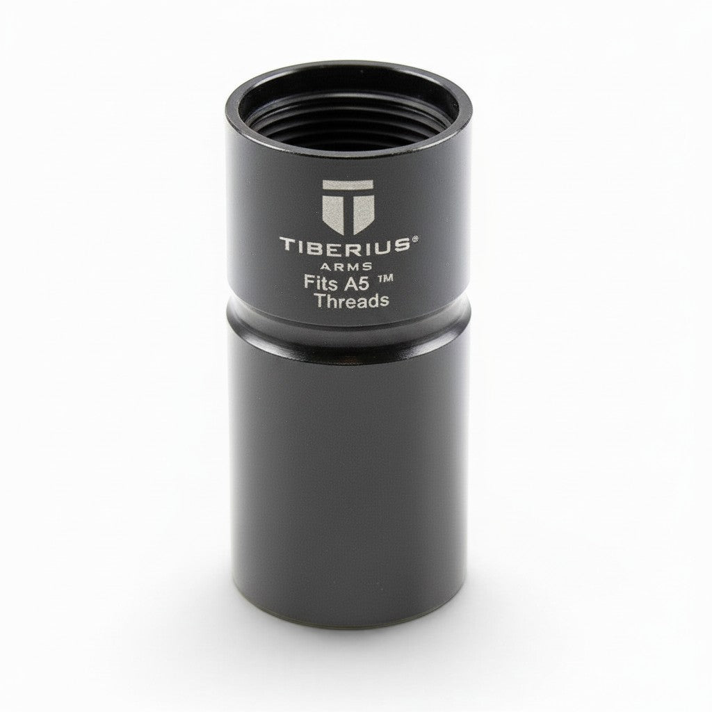 id-paintball Tiberius Arms T15 Laufadapter für A5-Gewinde aus schwarzem Metall für Paintball-Markierer