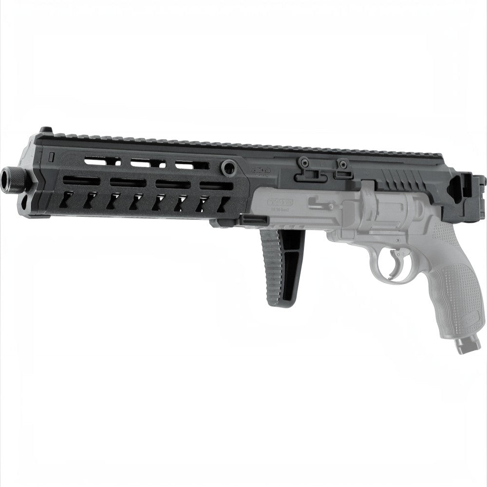 id-paintball T4E Carbine Conversion Kit für TR 50 Revolver aus schwarzem Polymer mit Picatinny-Schiene und M-LOK-Slots