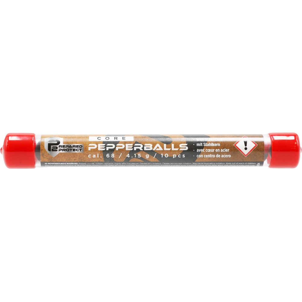 id-paintball T4E PEB68 Steel Core Pepperballs im Röhrchen zur Tierabwehr mit PAVA-Pfefferpulver und Stahlkern