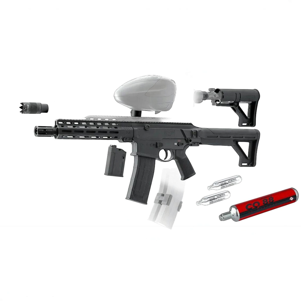 id-paintball T4E TC .68 Paintball Markierer mit Hopper, Magazin, 88g CO2 Kapsel und modularem Zubehör