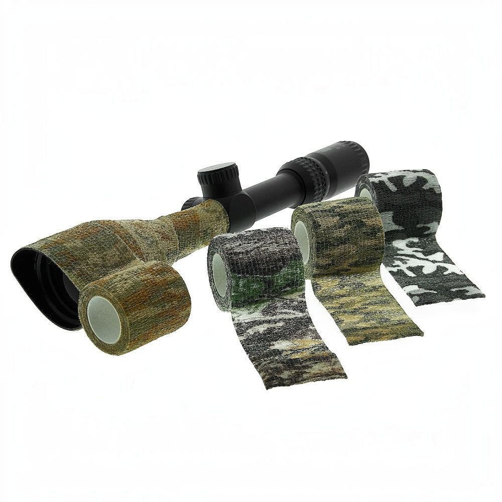 id-paintball Tarnband 4er Pack mit verschiedenen Camouflage-Mustern zum Schutz und zur Tarnung von Optiken und Ausrüstung.