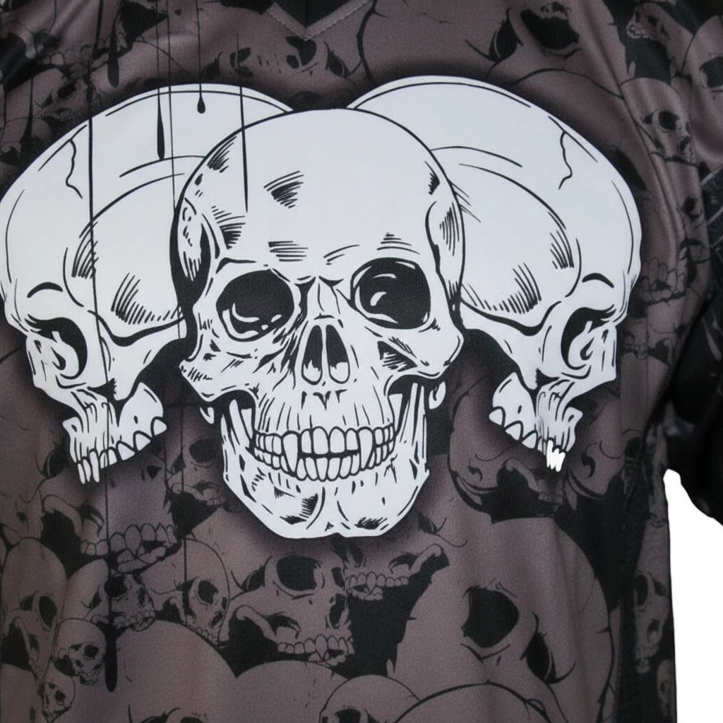 id-paintball The Skulls Grau Paintball Trikot mit Totenkopf-Print und atmungsaktivem Stoff