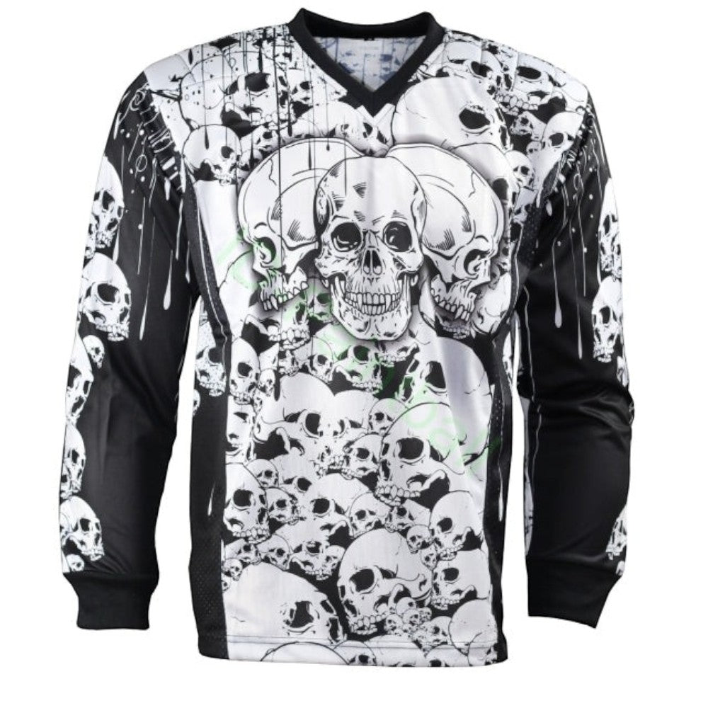 id-paintball Jersey The Skulls in Weiß mit Totenkopf-Design, Polsterungen und atmungsaktivem Material für Paintball