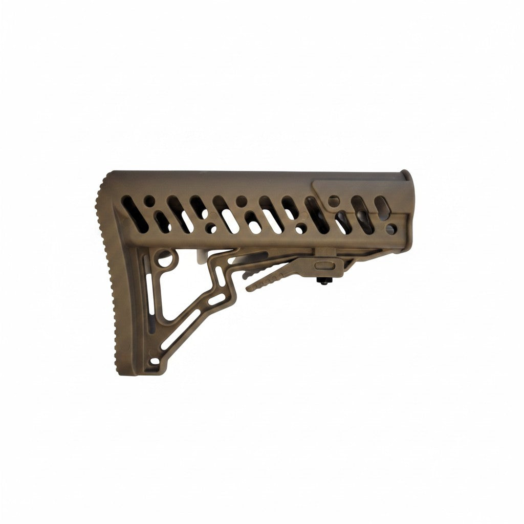 id-paintball Tippmann TMC Schulterstütze in Earth-Farbe aus robustem Kunststoff für Paintball Markierer