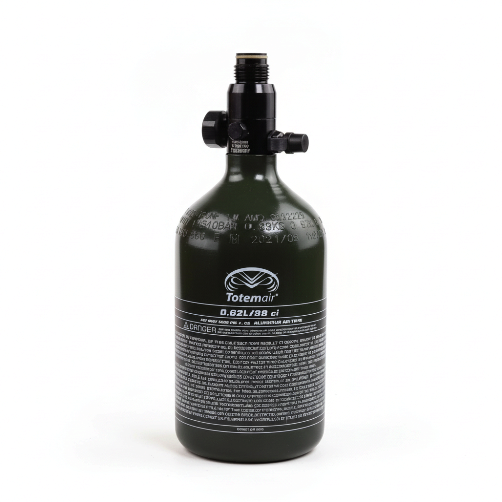 id-paintball Totem Air 0,6L 200 Bar HPA-System aus Aluminium für Paintball und Softair mit schwarzem Regulator